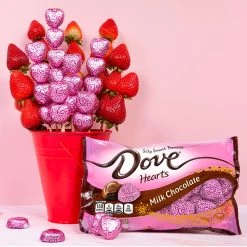 Pink Foiled Dove Milk Chocolate Hearts: 35-Piece Bag -Snack Store 127642 Dove Promises Valentine s Day Heart Chocolate 02