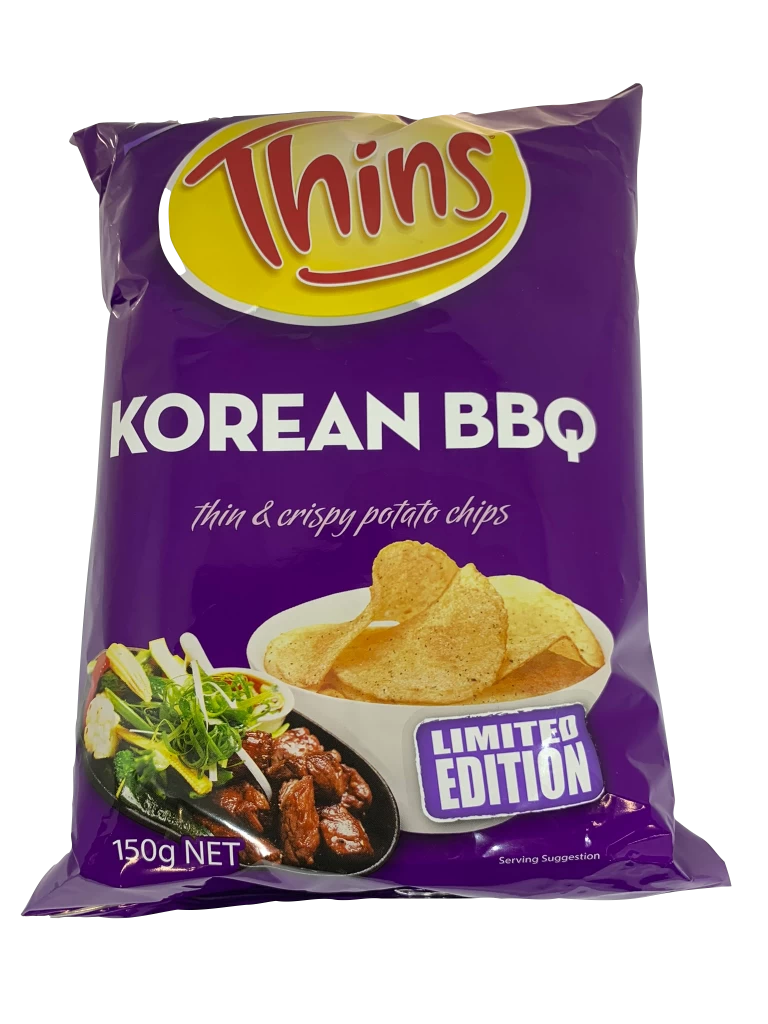 Spring 2024 Alert Exclusive Thins Korean BBQ Potato Chips 150g Available at Snack Store from