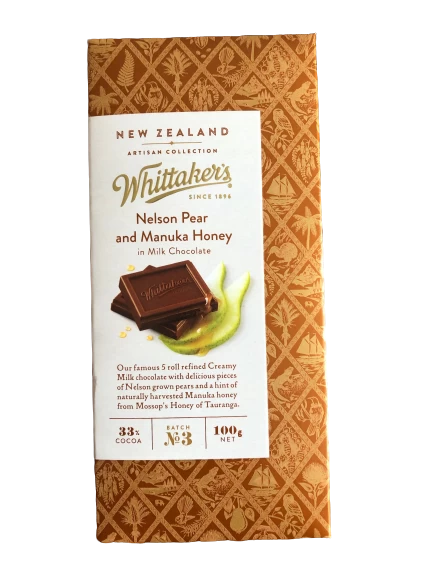 Whittaker's Nelson Pear And Manuka Honey In Milk Chocolate 100g 1 Whittaker's Nelson Pear And Manuka Honey In Milk Chocolate 100g