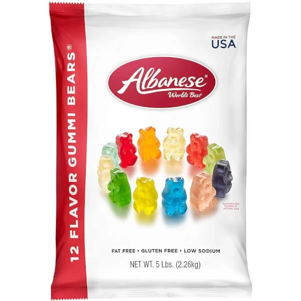 Albanese Gourmet 12-Flavors Gummy Bears: 5LB Bag 2 Albanese Gourmet 12-Flavors Gummy Bears: 5LB Bag - Image 2