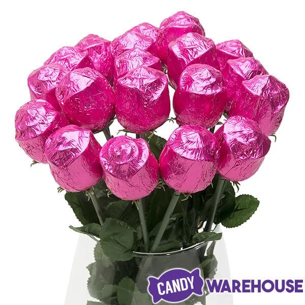 Albert's Foiled Milk Chocolate Roses - Hot Pink: 20-Piece Bouquet 2 Albert's Foiled Milk Chocolate Roses - Hot Pink: 20-Piece Bouquet - Image 2