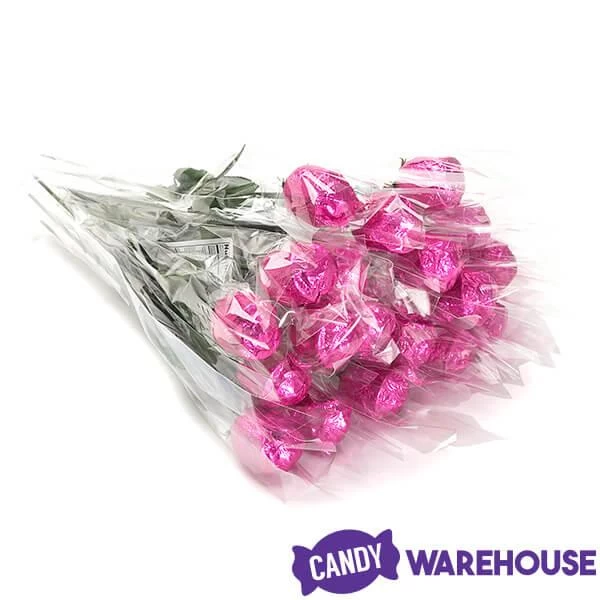Albert's Foiled Milk Chocolate Roses - Hot Pink: 20-Piece Bouquet 3 Albert's Foiled Milk Chocolate Roses - Hot Pink: 20-Piece Bouquet - Image 3