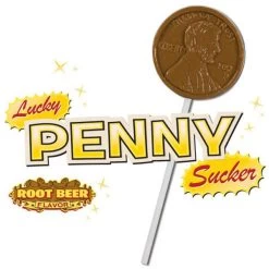 Archie McPhee Lucky Penny Lollipops: 2-Piece Set -Snack Store archie mcphee lucky penny lollipops 2 piece set candy warehouse 3