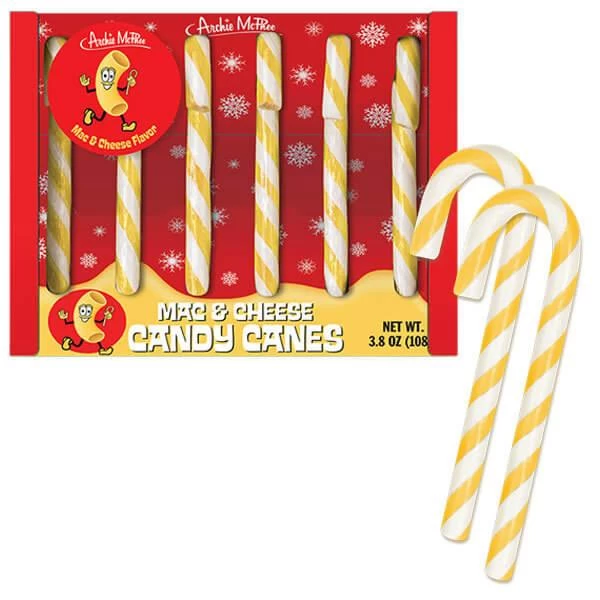 Archie McPhee Mac And Cheese Candy Canes: 6-Piece Box 1 Archie McPhee Mac And Cheese Candy Canes: 6-Piece Box