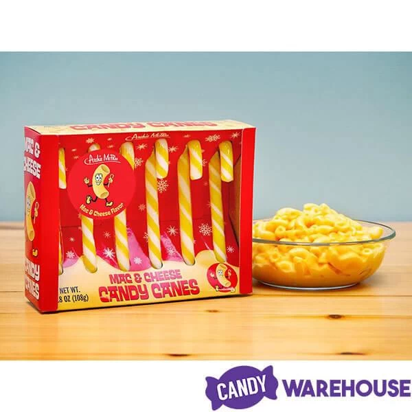 Archie McPhee Mac And Cheese Candy Canes: 6-Piece Box 2 Archie McPhee Mac And Cheese Candy Canes: 6-Piece Box - Image 2
