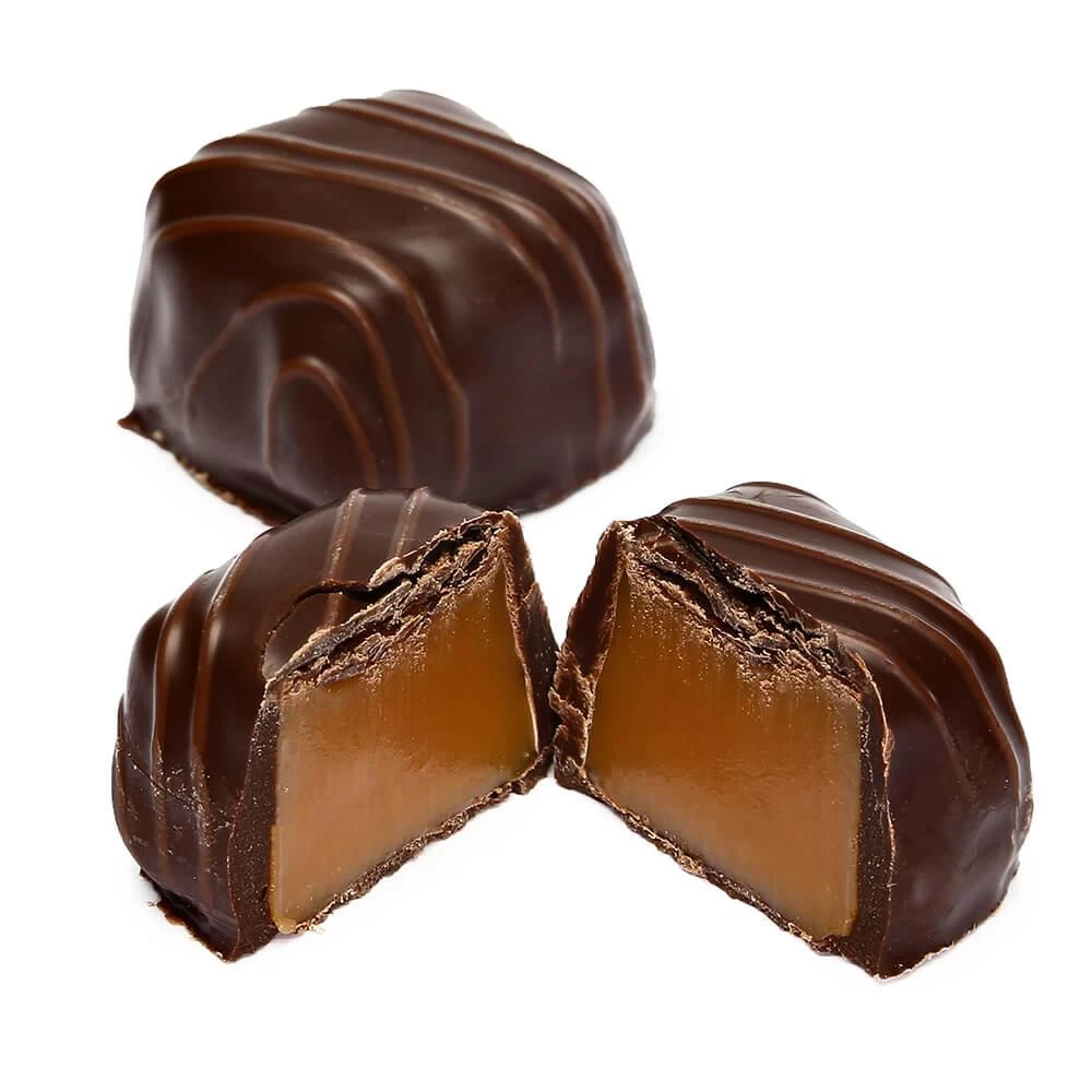 Asher's Dark Chocolate Covered Vanilla Caramels: 6LB Box 1 Asher's Dark Chocolate Covered Vanilla Caramels: 6LB Box
