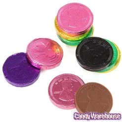 Assorted Colors Foiled Milk Chocolate Penny Parade Coins In Mesh Bags: 20-Piece Box -Snack Store assorted colors foiled milk chocolate penny parade coins in mesh bags 20 piece box candy warehouse 5