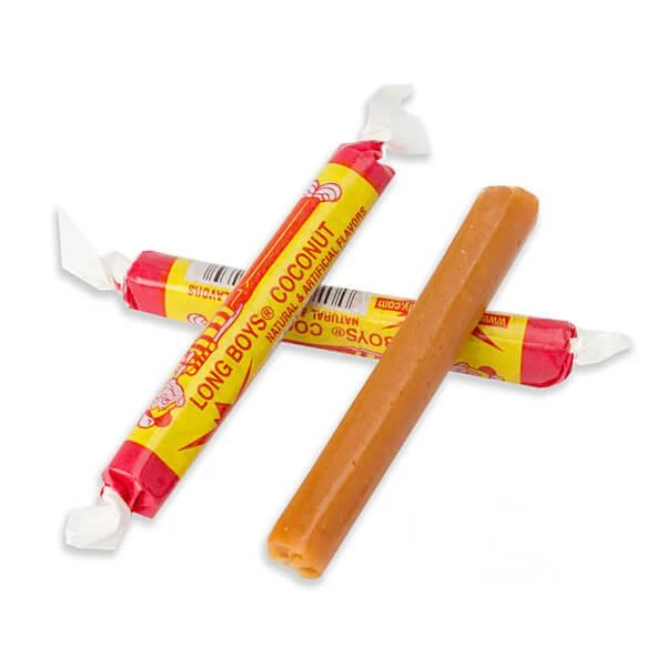 Atkinson Coconut Long Boys Candy: 48-Piece Display 1 Atkinson Coconut Long Boys Candy: 48-Piece Display