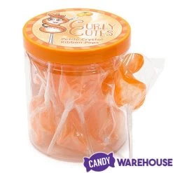 CurlyCutes Petite Crystal Ribbon Pops - Orange: 20-Piece Jar -Snack Store curlycutes petite crystal ribbon pops orange 20 piece jar candy warehouse 5