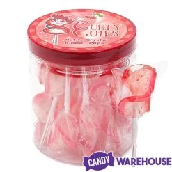 CurlyCutes Petite Crystal Ribbon Pops - Red Cherry: 20-Piece Jar -Snack Store curlycutes petite crystal ribbon pops red cherry 20 piece jar candy warehouse 4