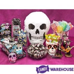 Day Of The Dead Skull Hard Candy Lollipops: 12-Piece Bag -Snack Store day of the dead skull hard candy lollipops 12 piece bag candy warehouse 3