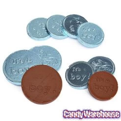 It's A Boy Foiled Chocolate Coins In Mesh Bags: 18-Piece Box -Snack Store it s a boy foiled chocolate coins in mesh bags 18 piece box candy warehouse 3