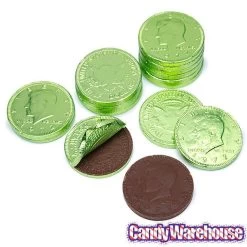 Kiwi Green Foiled Milk Chocolate Coins: 1LB Bag -Snack Store kiwi green foiled milk chocolate coins 1lb bag candy warehouse 4