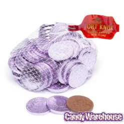 Lavender Foiled Milk Chocolate Coins: 1LB Bag -Snack Store lavender foiled milk chocolate coins 1lb bag candy warehouse 3