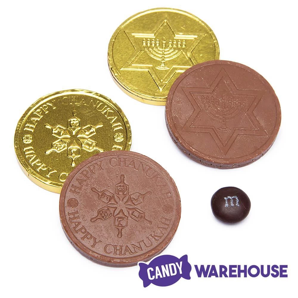 Madelaine Chanukah Gelt Gold Foiled Milk Chocolate Coins In Mesh Bags: 24-Piece Tub 4 Madelaine Chanukah Gelt Gold Foiled Milk Chocolate Coins In Mesh Bags: 24-Piece Tub - Image 4