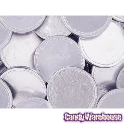 Madelaine Silver Foiled Milk Chocolate Coins - Blank: 5LB Bag -Snack Store madelaine silver foiled milk chocolate coins blank 5lb bag candy warehouse 3