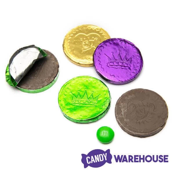 Mardi Gras Chocolate Coins Candy: 60-Piece Bag 2 Mardi Gras Chocolate Coins Candy: 60-Piece Bag - Image 2