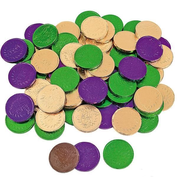 Mardi Gras Chocolate Coins Candy: 60-Piece Bag 4 Mardi Gras Chocolate Coins Candy: 60-Piece Bag - Image 4