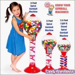 Metal 3-Foot Spiral Gumball Machine With Gumballs -Snack Store metal 3 foot spiral gumball machine with gumballs candy warehouse 3
