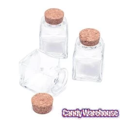 Mini Glass Favor Jars - 1.75-Ounce Square Jar With Cork Stopper: 12-Piece Set -Snack Store mini glass favor jars 1 75 ounce square jar with cork stopper 12 piece set candy warehouse 5
