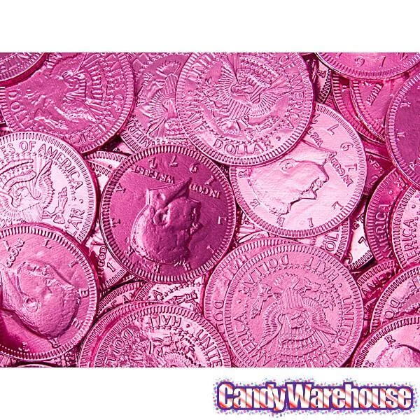 Pink Foiled Milk Chocolate Coins: 1LB Bag 3 Pink Foiled Milk Chocolate Coins: 1LB Bag - Image 3