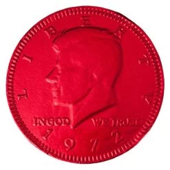 Red Foiled Milk Chocolate Coins: 1LB Bag