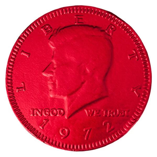Red Foiled Milk Chocolate Coins: 1LB Bag 1 Red Foiled Milk Chocolate Coins: 1LB Bag