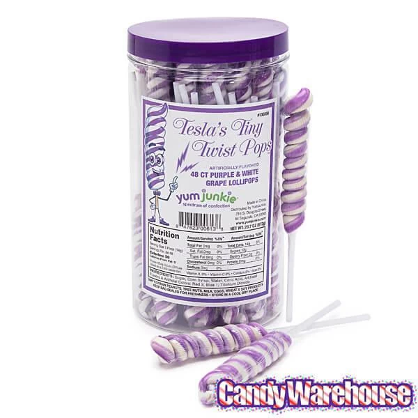 Tesla's Tiny Twist Pops - Grape: 48-Piece Jar 7 Tesla's Tiny Twist Pops - Grape: 48-Piece Jar - Image 7