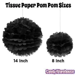 Tissue Paper 14-Inch Pom Pom - Black -Snack Store tissue paper 14 inch pom pom black candy warehouse 3