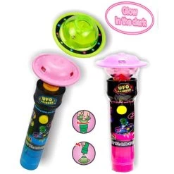 UFO Spinner Flashing Alien Flying Saucers With Candy: 12-Piece Display -Snack Store ufo spinner flashing alien flying saucers with candy 12 piece display candy warehouse 4