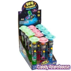 UFO Spinner Flashing Alien Flying Saucers With Candy: 12-Piece Display -Snack Store ufo spinner flashing alien flying saucers with candy 12 piece display candy warehouse 5
