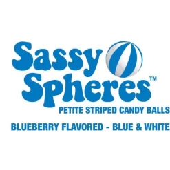 YumJunkie Sassy Spheres Blueberry Blue Striped Candy Balls - Petite: 5LB Bag -Snack Store yumjunkie sassy spheres blueberry blue striped candy balls petite 5lb bag candy warehouse 3
