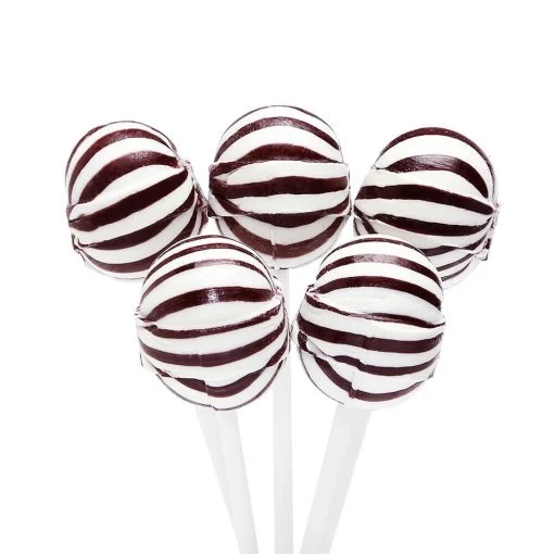 YumJunkie Sassy Spheres Cherry Black Striped Ball Lollipops: 100-Piece Bag 5 YumJunkie Sassy Spheres Cherry Black Striped Ball Lollipops: 100-Piece Bag -Snack Store yumjunkie sassy spheres cherry black striped ball lollipops 100 piece bag candy warehouse 1