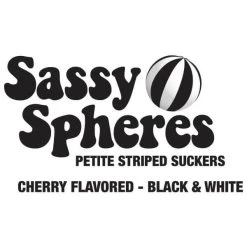 YumJunkie Sassy Spheres Cherry Black Striped Ball Lollipops: 100-Piece Bag -Snack Store yumjunkie sassy spheres cherry black striped ball lollipops 100 piece bag candy warehouse 3
