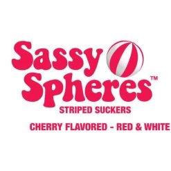 YumJunkie Sassy Spheres Cherry Red Striped Ball Lollipops: 100-Piece Bag -Snack Store yumjunkie sassy spheres cherry red striped ball lollipops 100 piece bag candy warehouse 3